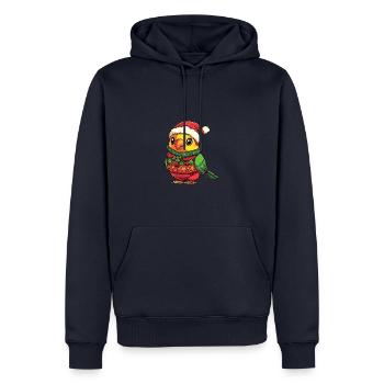 Bande dessinée de Noël perroquet - Sweat à capuche Premium bio Homme - bleu marine - Devant - Nico (187cm)