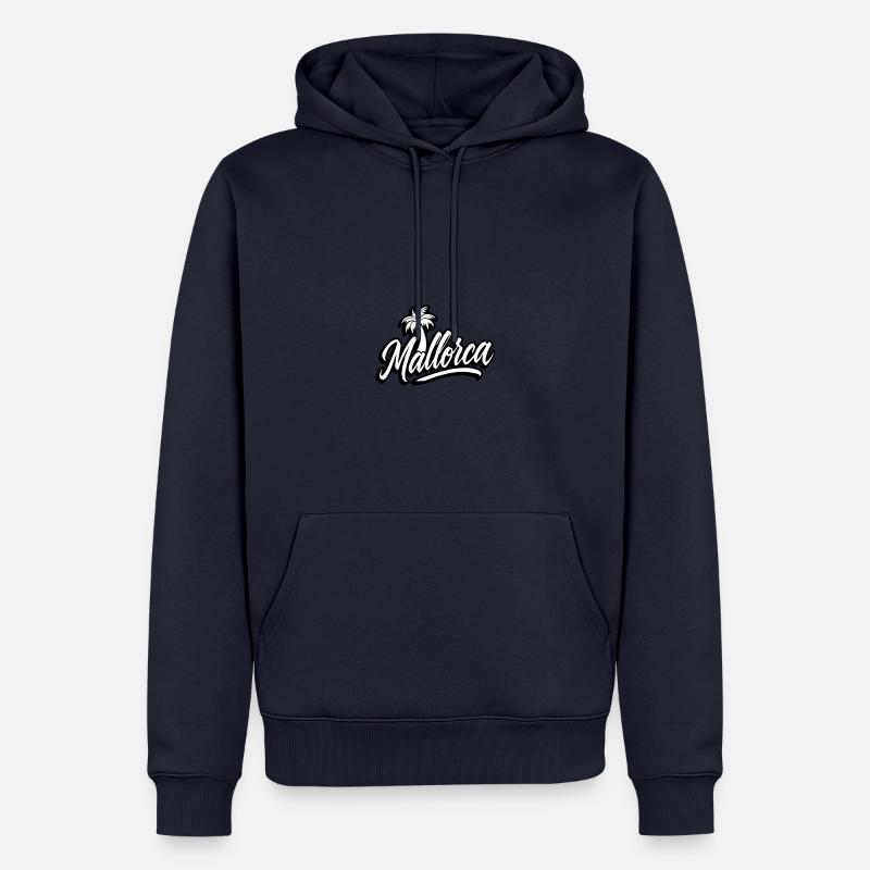 Palmiers lettrage de Majorque - Sweat à capuche Premium bio Homme - bleu marine