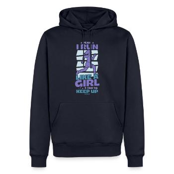Running Jogging Sport Race Training Gift - Sweat à capuche Premium bio Homme - bleu marine - Devant - Nico (187cm)