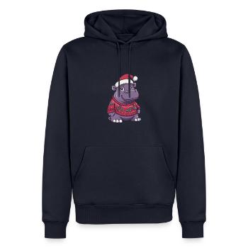 Nilpferd Weihnachten Comic - Männer Premium Bio Hoodie - Navy - Vorne - Nico (187cm)