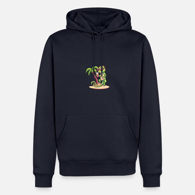 Chameleon Sommer Strand Comic - Männer Premium Bio Hoodie - Navy