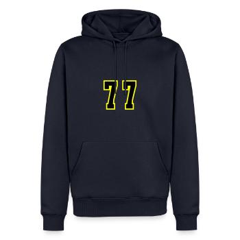 77 Number Jersey - Men’s Premium Organic Hoodie - navy - Front - Nico (187cm)