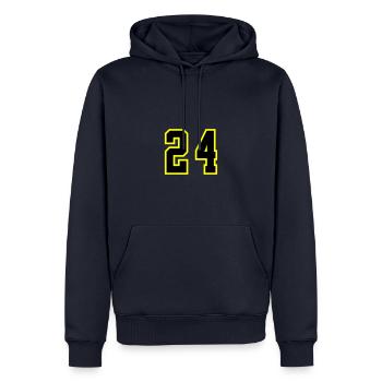 Maillot à 24 numéros - Sweat à capuche Premium bio Homme - bleu marine - Devant - Nico (187cm)