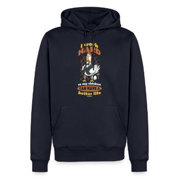 Poulet - Sweat à capuche Premium bio Homme - bleu marine - Devant - Nico (187cm)