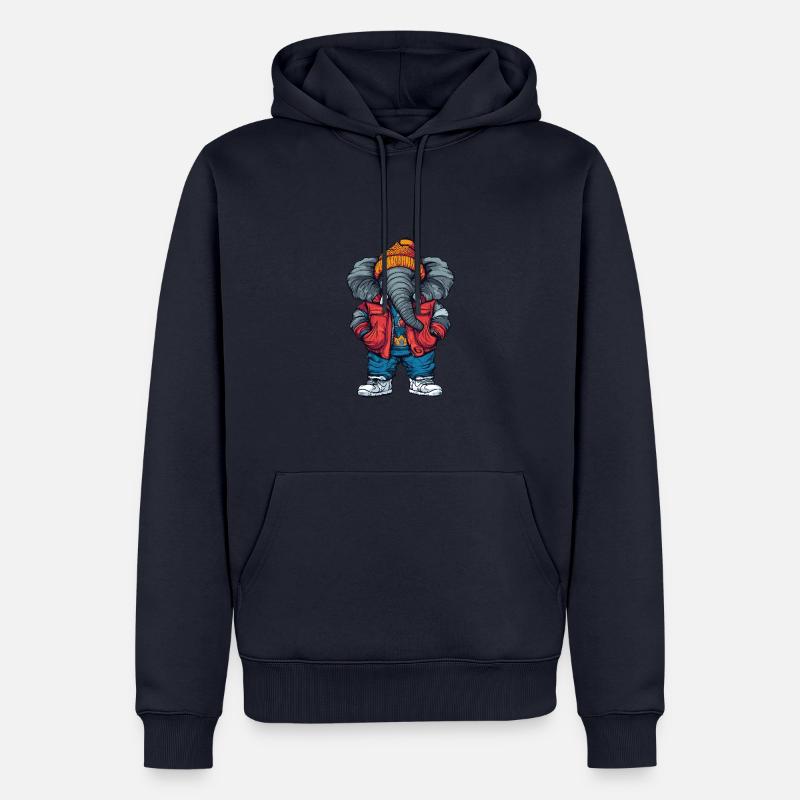 Éléphant Drôle Hiver - Sweat à capuche Premium bio Homme - bleu marine