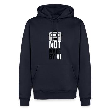 Not made by AI - Männer Premium Bio Hoodie - Navy - Vorne - Nico (187cm)