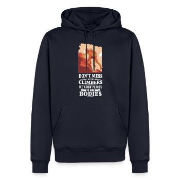 Klettern Berg Alpen Natur Klettersport Geschenk - Männer Premium Bio Hoodie - Navy - Vorne - Nico (187cm)