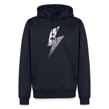 Rebel Lightning Bolt Lick - Men’s Premium Organic Hoodie - navy - Front - Nico (187cm)