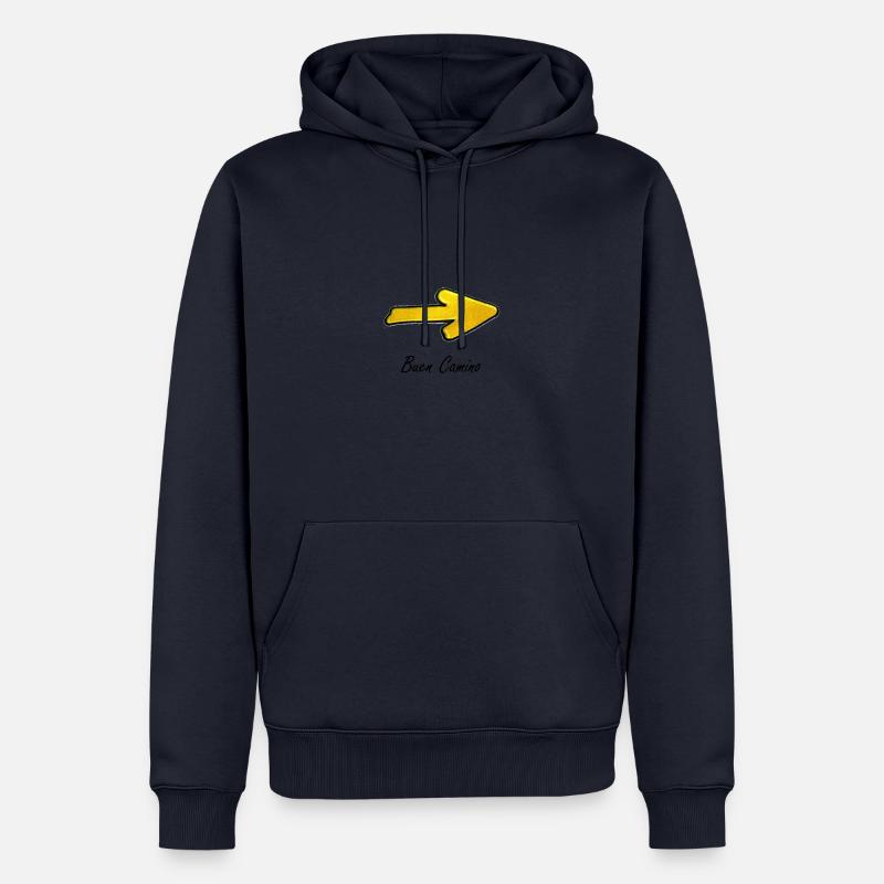 Flèche jaune à Saint Jacques de Compostelle - Sweat à capuche Premium bio Homme - bleu marine