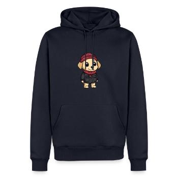 Labrador Hund Winter - Männer Premium Bio Hoodie - Navy - Vorne - Nico (187cm)