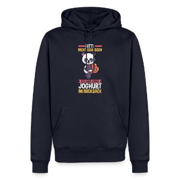 Bitte nicht schubsen ich habe Joghurt Panda - Männer Premium Bio Hoodie - Navy - Vorne - Nico (187cm)