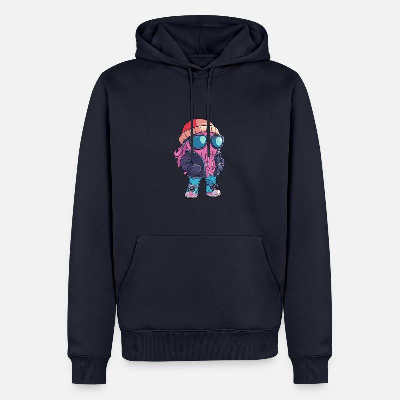 Méduse Bande dessinée cool - Sweat à capuche Premium bio Homme - bleu marine