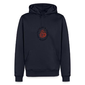 Polterabend 2024 - Männer Premium Bio Hoodie - Navy - Vorne - Nico (187cm)