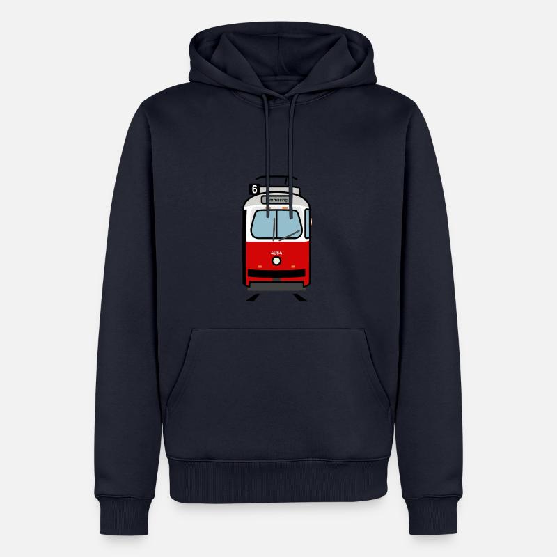 Tramway de Vienne E2 - Sweat à capuche Premium bio Homme - bleu marine