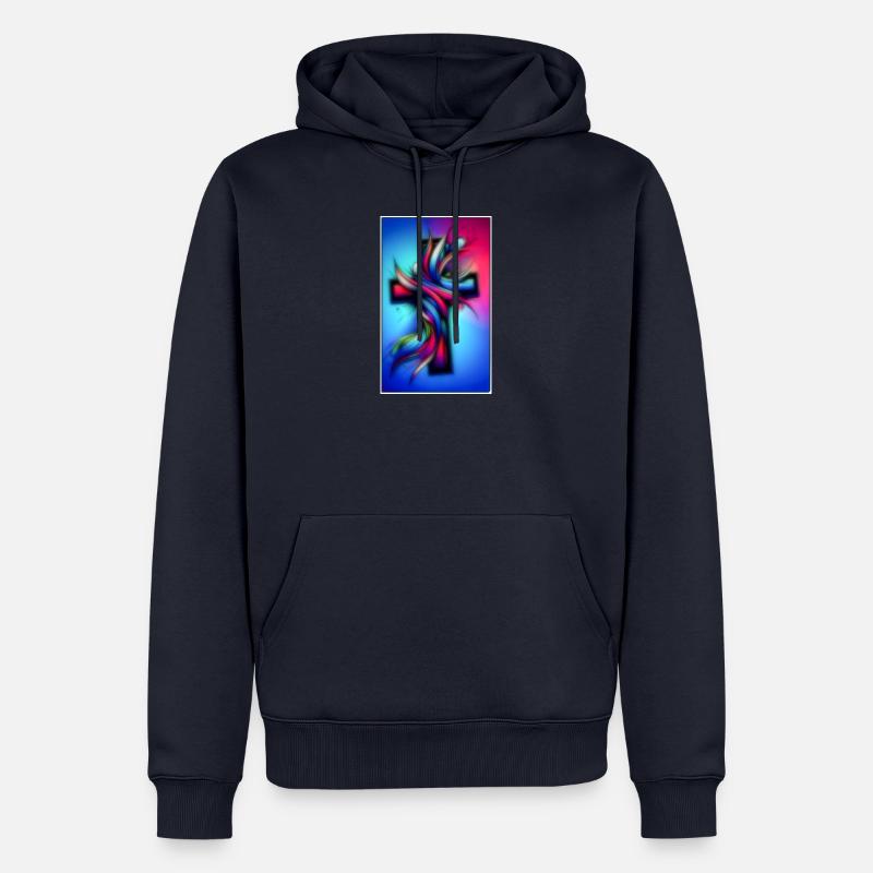 Croix colorée - Sweat à capuche Premium bio Homme - bleu marine