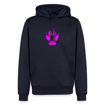 Die mit dem Hund geht mit Pfote rosa - Männer Premium Bio Hoodie - Navy - Vorne - Nico (187cm)