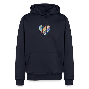 Bunter Herzschlag - Männer Premium Bio Hoodie - Navy - Vorne - Nico (187cm)