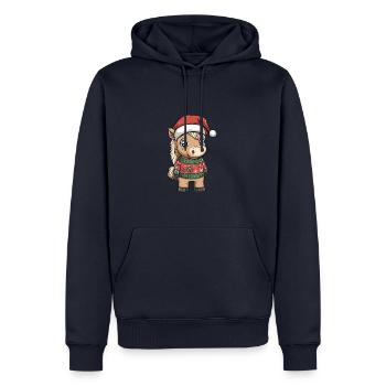 Pferd Weihnachten Comic - Männer Premium Bio Hoodie - Navy - Vorne - Nico (187cm)