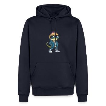 Echse Cool Comic - Männer Premium Bio Hoodie - Navy - Vorne - Nico (187cm)