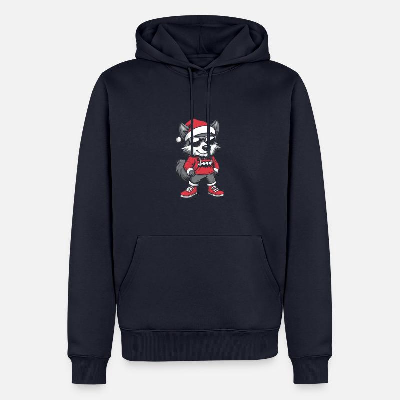 Wolf Weihnachten Comic Cool - Männer Premium Bio Hoodie - Navy