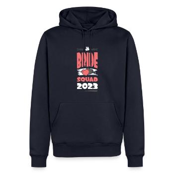 Escouade de la mariée 2023 Cœur de l’équipe - Sweat à capuche Premium bio Homme - bleu marine - Devant - Nico (187cm)