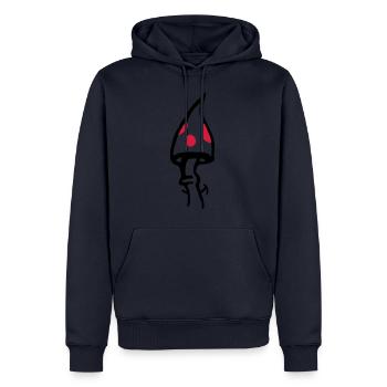 Sourire aux champignons - Sweat à capuche Premium bio Homme - bleu marine - Devant - Nico (187cm)