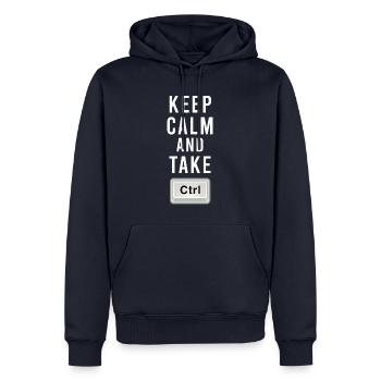 Keep Calm And Take Control - Ctrl - Programming - Men’s Premium Organic Hoodie - navy - Front - Nico (187cm)