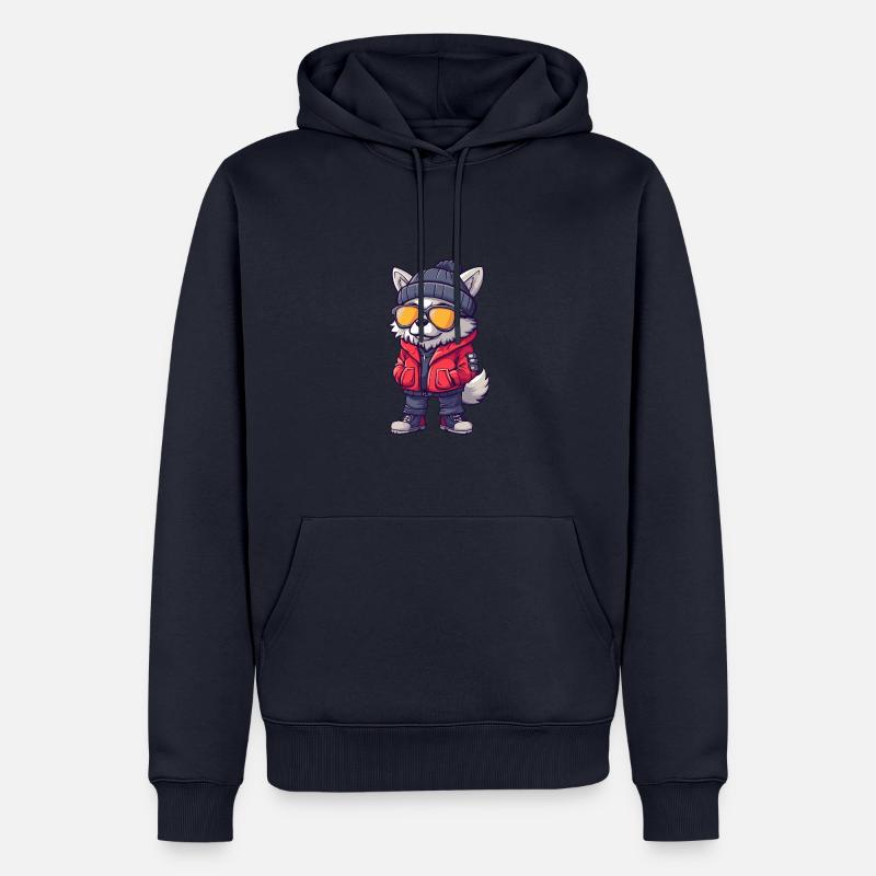 Bande dessinée cool loup - Sweat à capuche Premium bio Homme - bleu marine