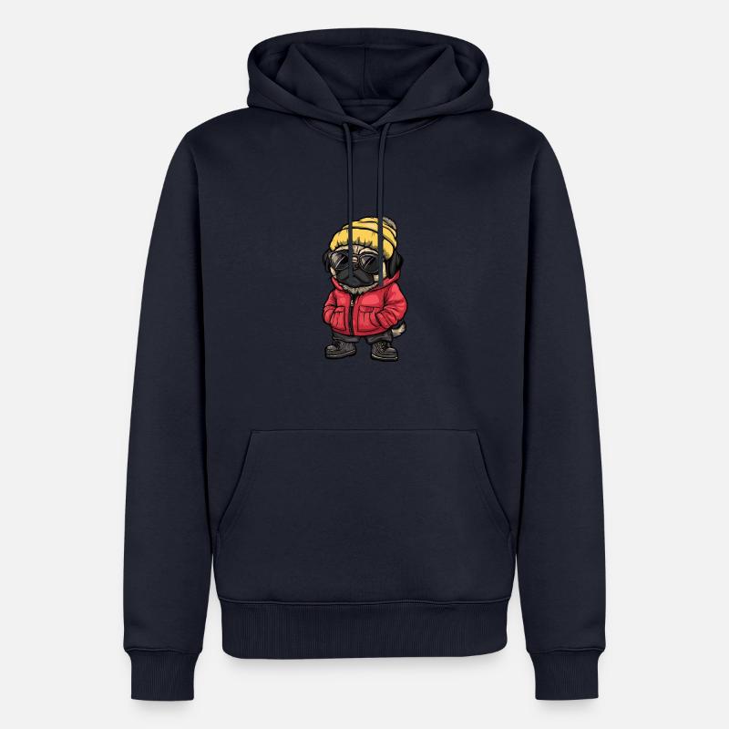 Mops Hund Cool Comic - Männer Premium Bio Hoodie - Navy