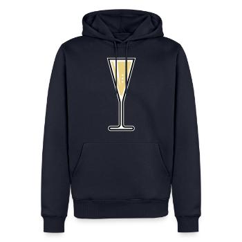 XSektglas (Sekt / Trichter / Zu / 3C) - Männer Premium Bio Hoodie - Navy - Vorne - Nico (187cm)