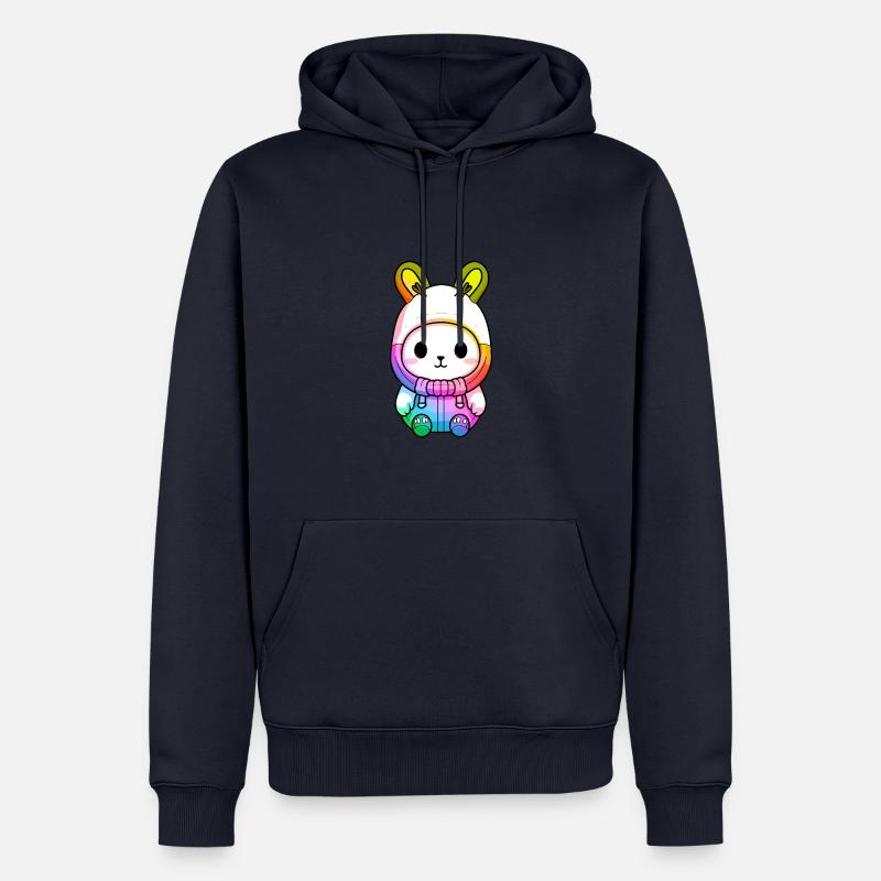 Hase Winter Tier Bunt Comic - Männer Premium Bio Hoodie - Navy