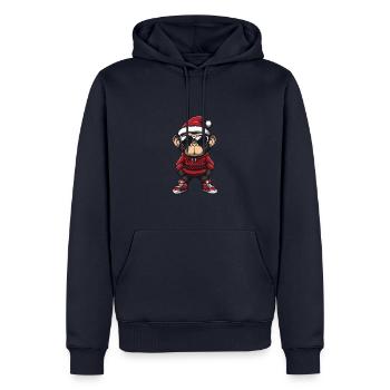 Singe Noël Bande Dessinée Cool - Sweat à capuche Premium bio Homme - bleu marine - Devant - Nico (187cm)
