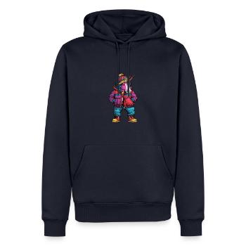 Einhorn Lustig Winter - Männer Premium Bio Hoodie - Navy - Vorne - Nico (187cm)