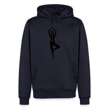 Yoga pose silhouette - Men’s Premium Organic Hoodie - navy - Front - Nico (187cm)