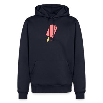 crème glacée - Sweat à capuche Premium bio Homme - bleu marine - Devant - Nico (187cm)