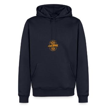 Modellbahn Zug Lokomotiven Geschenk - Männer Premium Bio Hoodie - Navy - Vorne - Nico (187cm)