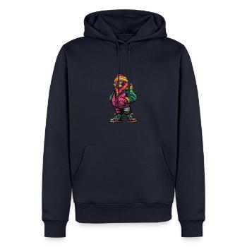 Coq Drôle d’hiver - Sweat à capuche Premium bio Homme - bleu marine - Devant - Nico (187cm)