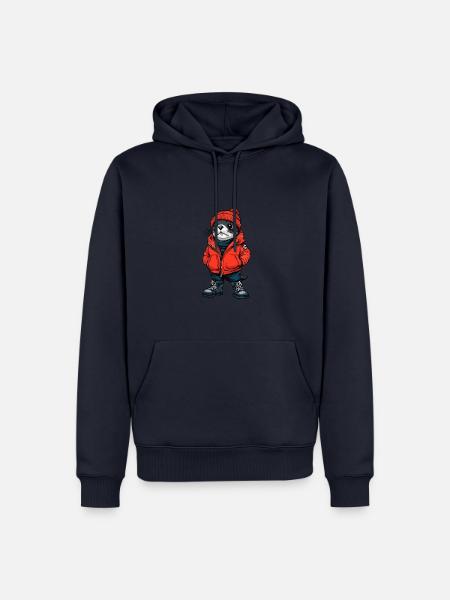 Robbe Tier Lustig Winter - Männer Premium Bio Hoodie - Navy