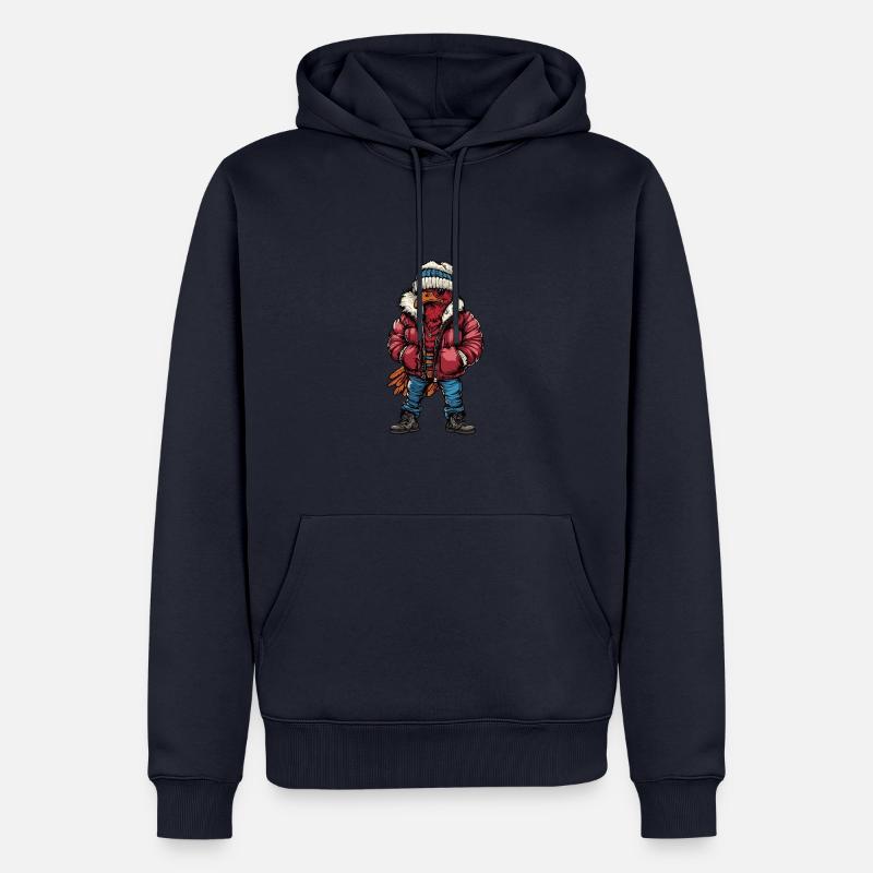Dinde Drôle d’hiver - Sweat à capuche Premium bio Homme - bleu marine