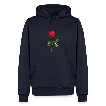 Fleur de rose Amour - Sweat à capuche Premium bio Homme - bleu marine - Devant - Nico (187cm)