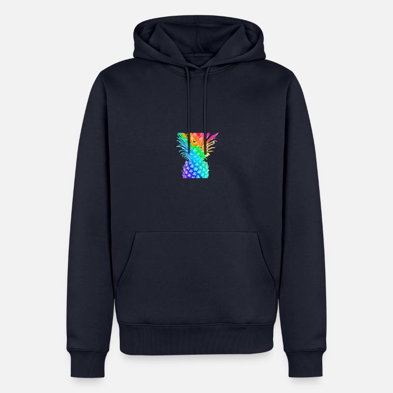 Bunte Ananas Regenbogen cool Geschenkidee - Männer Premium Bio Hoodie - Navy