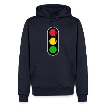 Permis de conduire aux feux tricolores École de conduite - Sweat à capuche Premium bio Homme - bleu marine - Devant - Nico (187cm)