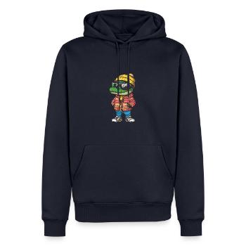 Alligator Cool Comic - Männer Premium Bio Hoodie - Navy - Vorne - Nico (187cm)