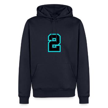 Symbole à 2 chiffres - Sweat à capuche Premium bio Homme - bleu marine - Devant - Nico (187cm)