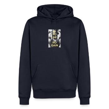 No Pain No Gain tshirt Kleidung Geschenk Gym - Männer Premium Bio Hoodie - Navy - Vorne - Nico (187cm)