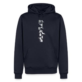 Bloc - Sweat à capuche Premium bio Homme - bleu marine - Devant - Nico (187cm)