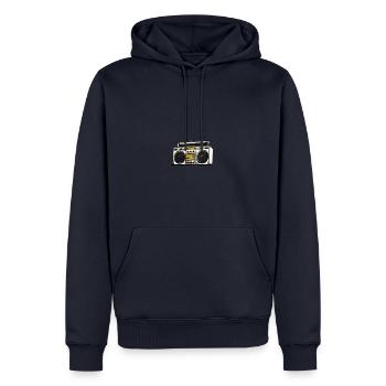 Hip Hop Beat Producer Retro Ghetto Blaster 1990s - Männer Premium Bio Hoodie - Navy - Vorne - Nico (187cm)