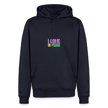 I come in peace im peace couples - Männer Premium Bio Hoodie - Navy - Vorne - Nico (187cm)