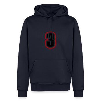 3 Zahl College - Männer Premium Bio Hoodie - Navy - Vorne - Nico (187cm)