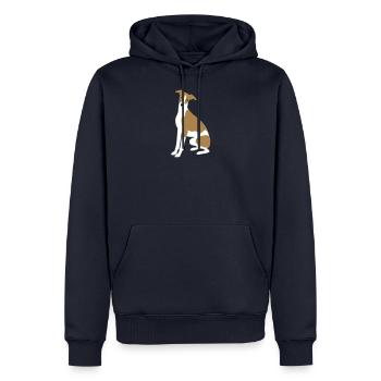 Whippet - Männer Premium Bio Hoodie - Navy - Vorne - Nico (187cm)